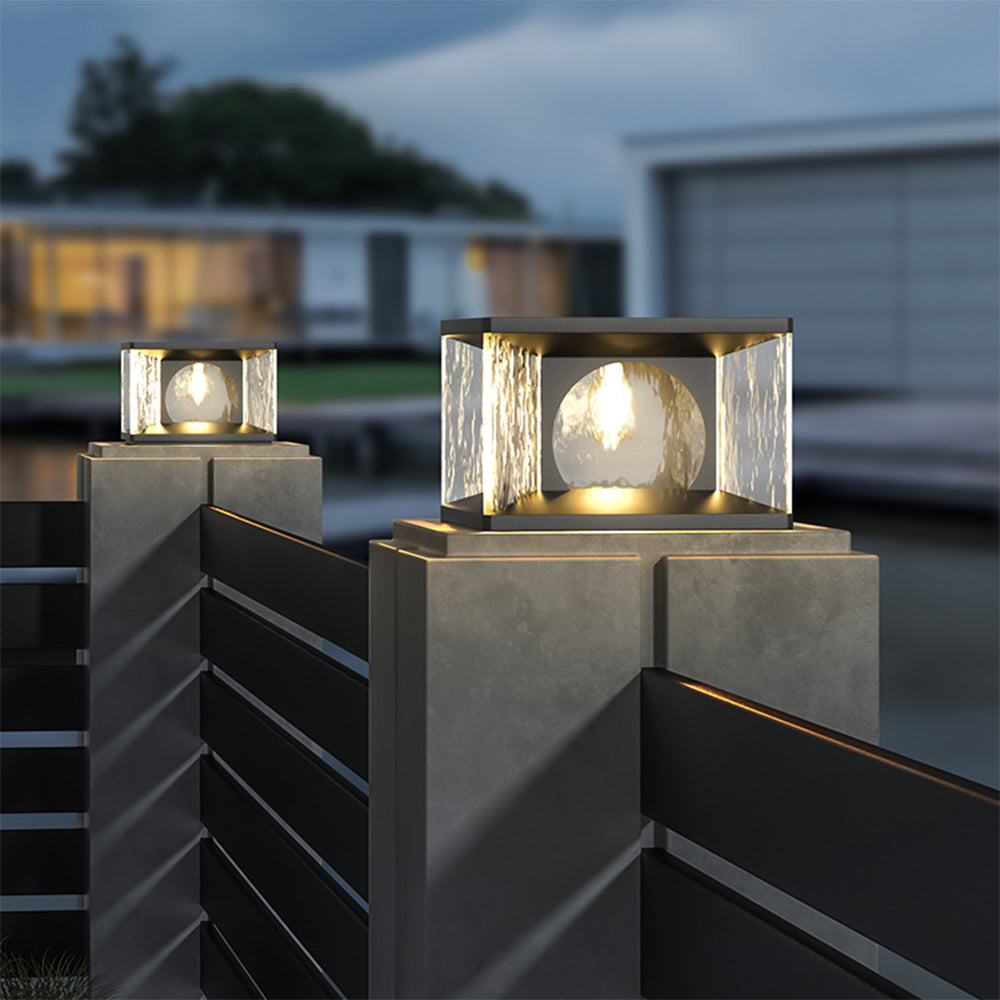 Riley Modern Rektangulär LED Utomhusbelysning Glob Metall/Glas Svart/Klar Trädgård/Trottoarkant