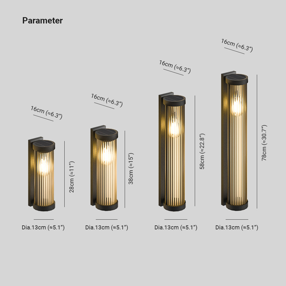 Orr Modern Avlång LED Solenergi Glas Metall Vägglampa Utomhus