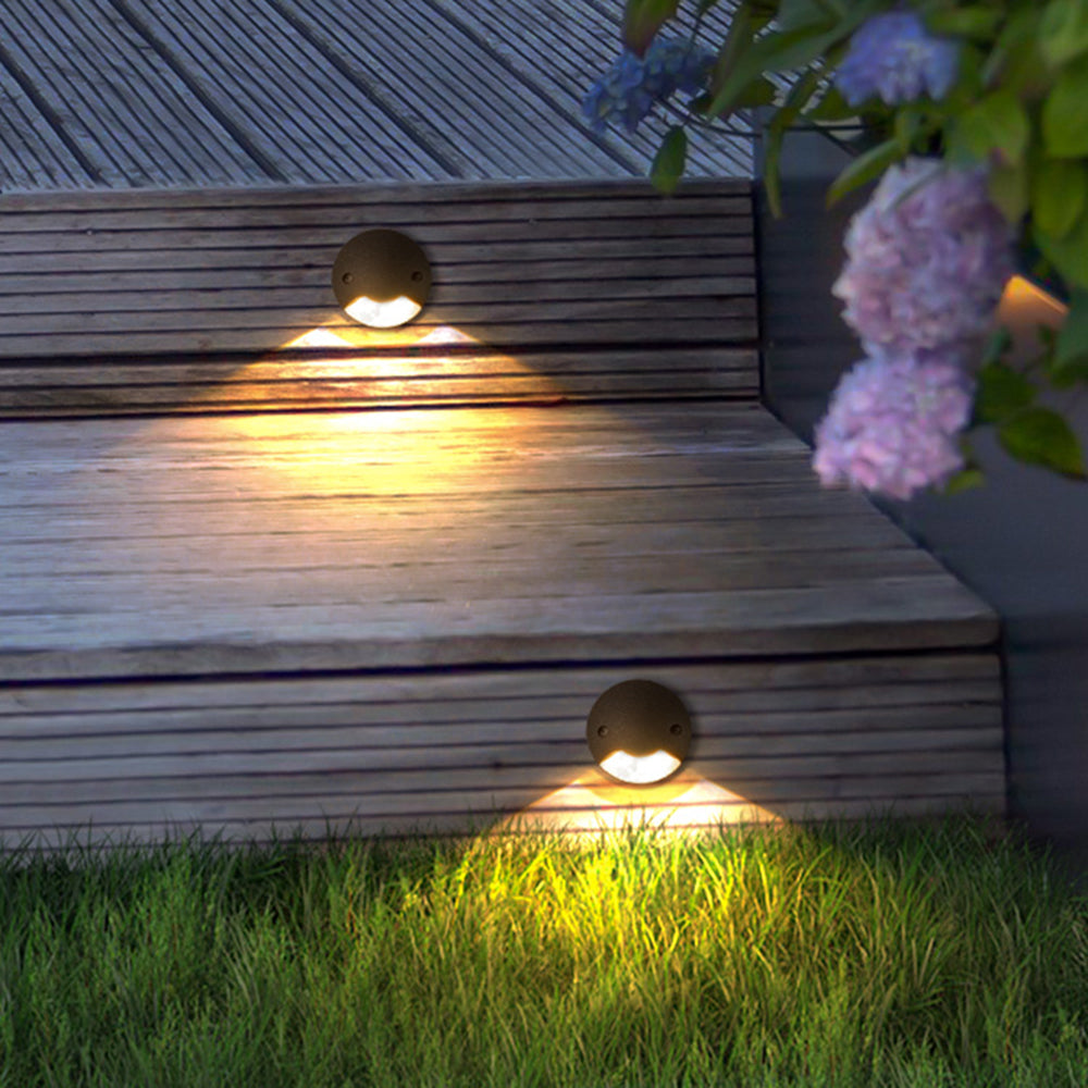 Pena Modern Rund Liten LED Utomhusbelysning Vägglykta Metall Svart Trädgård