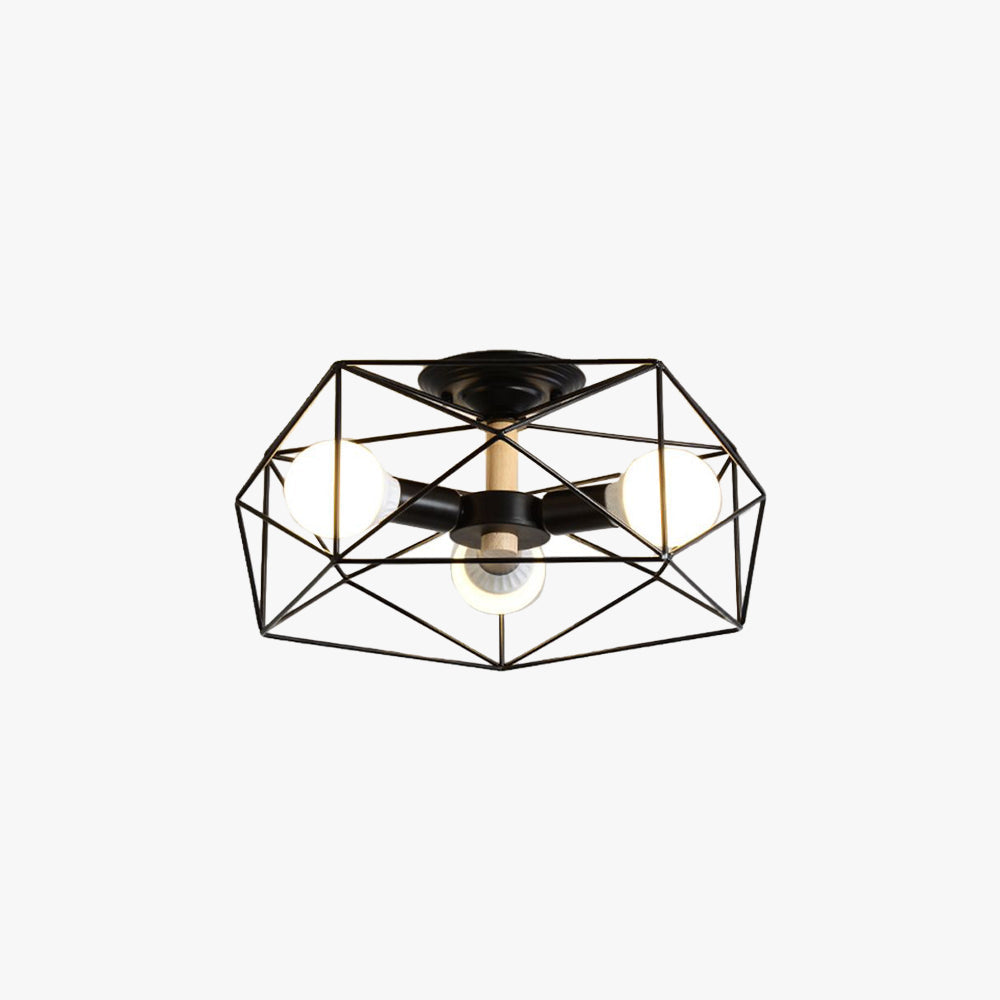 Cooley Modern Geometric Lantern Metallinfälld Taklampa, Svart/Vit/Guld