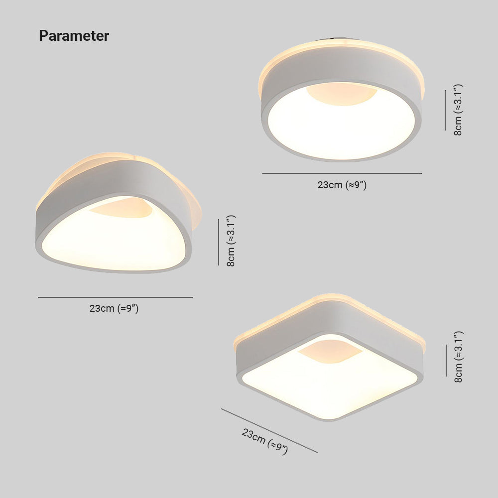 Quinn Hål Taklampor LED Minimalist Metall/Akryl, Rund/Kvadratisk, Vit/Grå