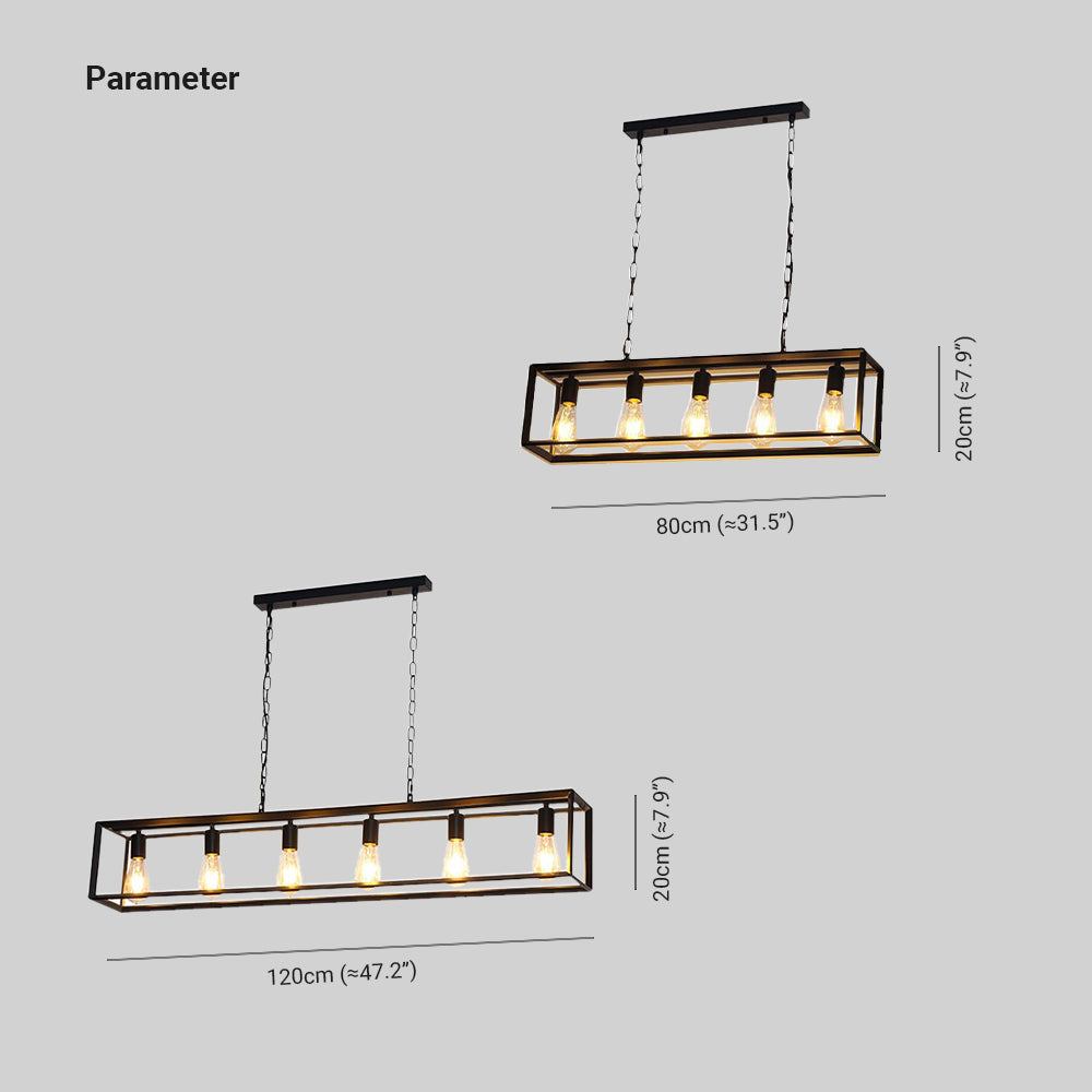 Alessio Retro Rektangulär LED Pendellampa Loom Mässing/Svart Metall Vardagsrum/Sovrum