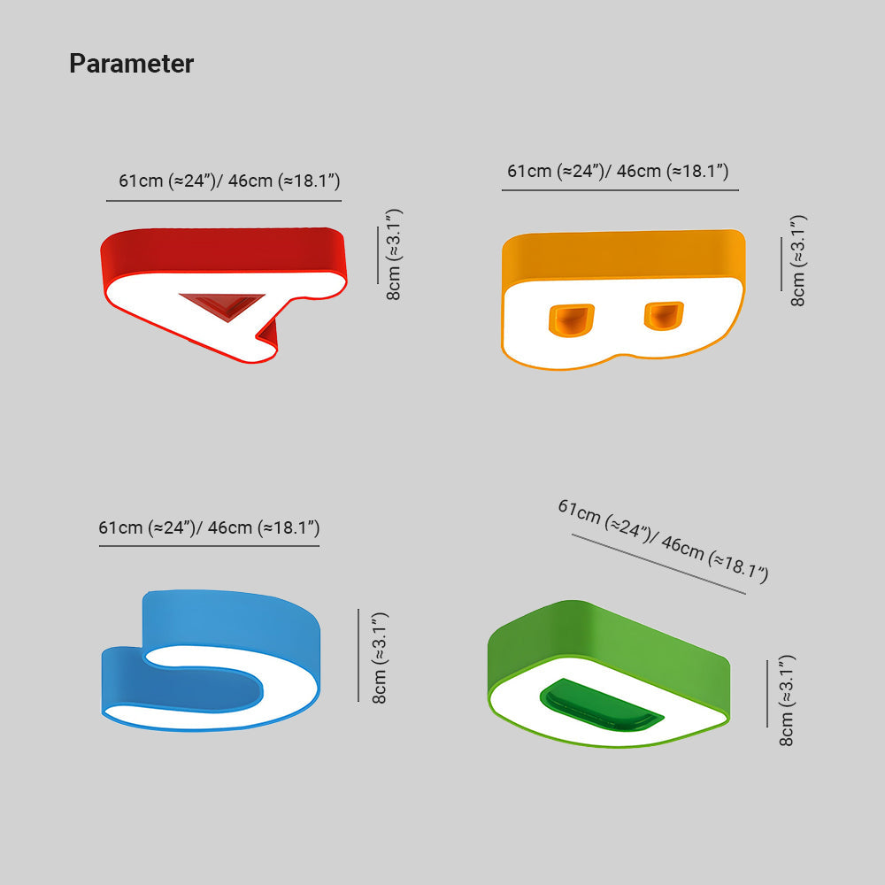 Minori Moderna Barn Färgglada Bokstäver Akryl Plafond, Dimbar