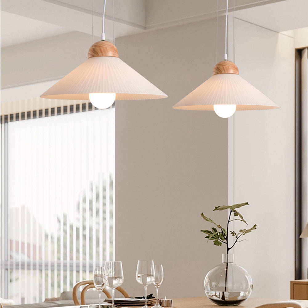 Ozawa Modern Cone LED Pendellampa Trä/Glas Brun Sovrum/Vardagsrum
