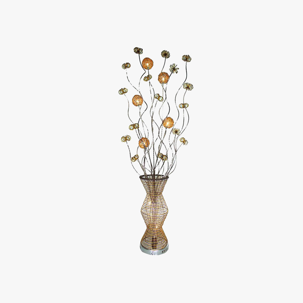 Bella Art Deco LED Golvlampa Bloom Handgjord Metallvas Guld Vardagsrum/Sovrum