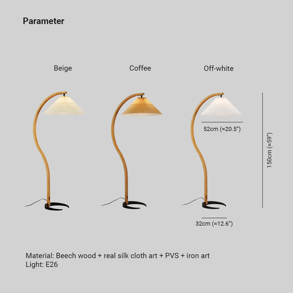 Ozawa Unik LED Golvlampa, Trä/Metall, Vit/Beige/Kaffe, Sovrum/Vardagsrum