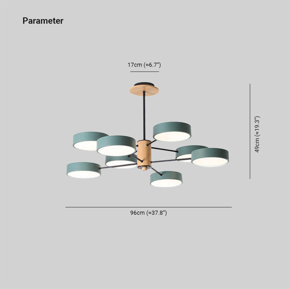 Sienna Design Rund LED Pendellampa Vit/Grön/Grå Metall/Trä/Akryl Sovrum/Vardagsrum