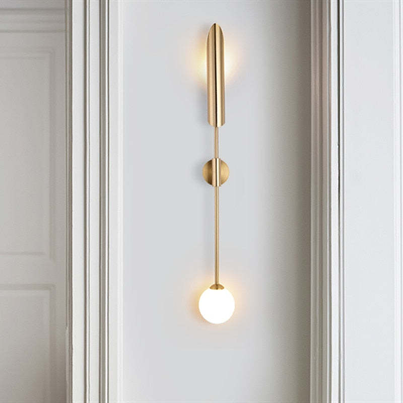 Meza Modern Design Vägglampa Metall/Glas Guld Vardagsrum/Sovrum