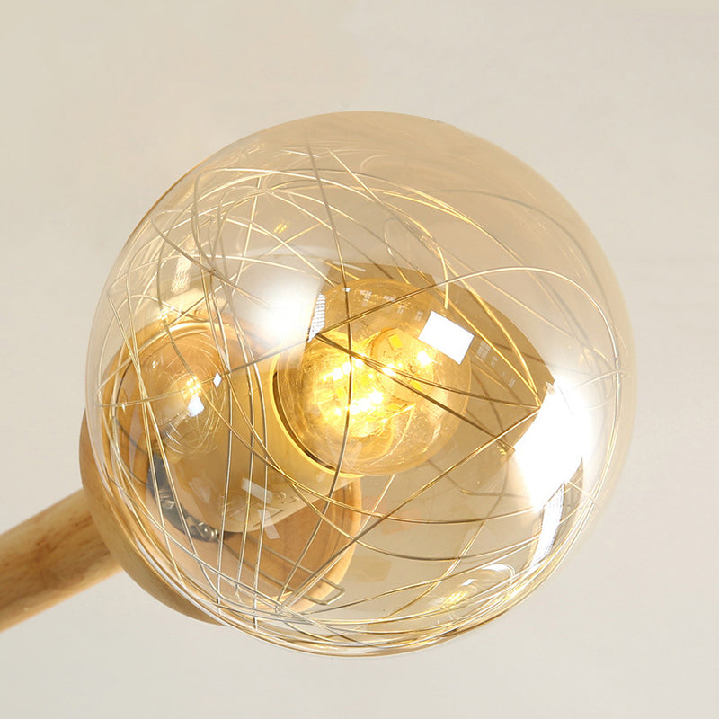Ozawa Minimalistisk Bubble Pendellampa i Trä/Glas