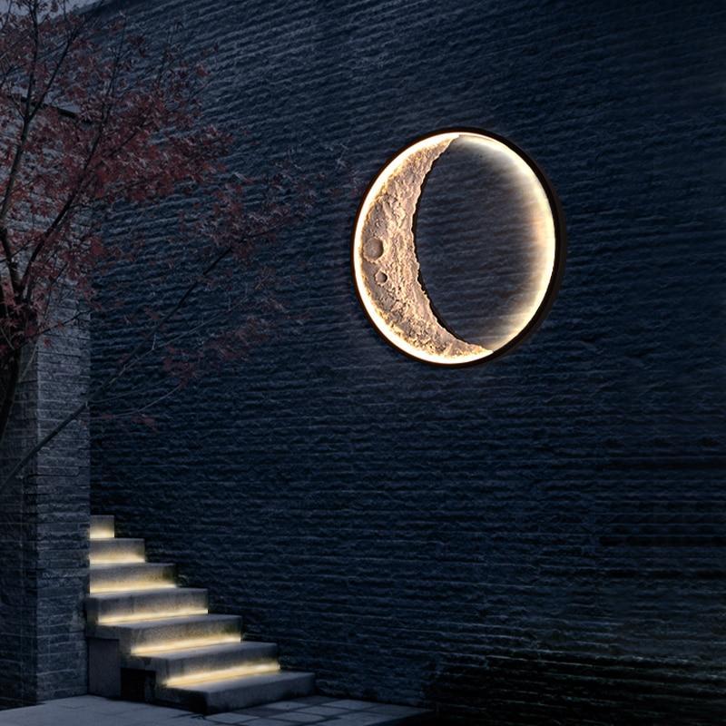 Elif Moon Modern LED Vägglampa Svart Utomhus Metall Innergård
