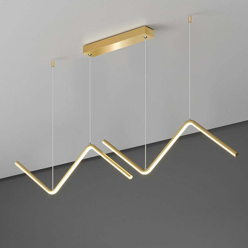 Louise Modern Design LED Pendellampor Dubbla Vågor Metall/Silikagel Svart/Guld Vardagsrum/Sovrum