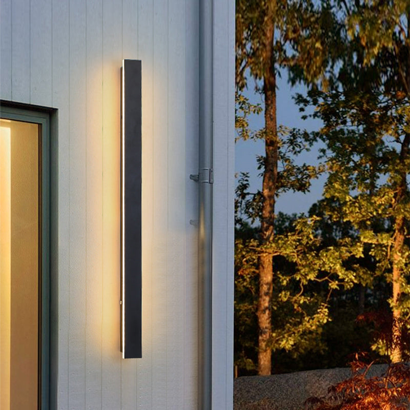 Edge Minimalistisk Linjär Vägglampa i Metall för Utomhusbruk, Svart, Balkong/Terrass