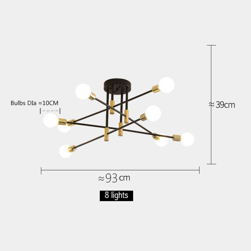 Valentina Retro Taklampa i Metall med Satellitform, Svart/Guld