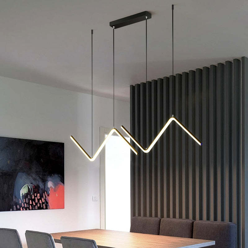 Louise Modern Design LED Pendellampor Dubbla Vågor Metall/Silikagel Svart/Guld Vardagsrum/Sovrum