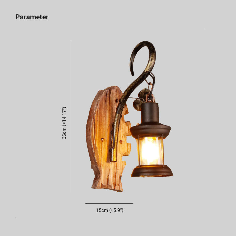 Austin Inomhus Vägglampa Fiskform Vintage Trä/Metall Sovrum/Vardagsrum