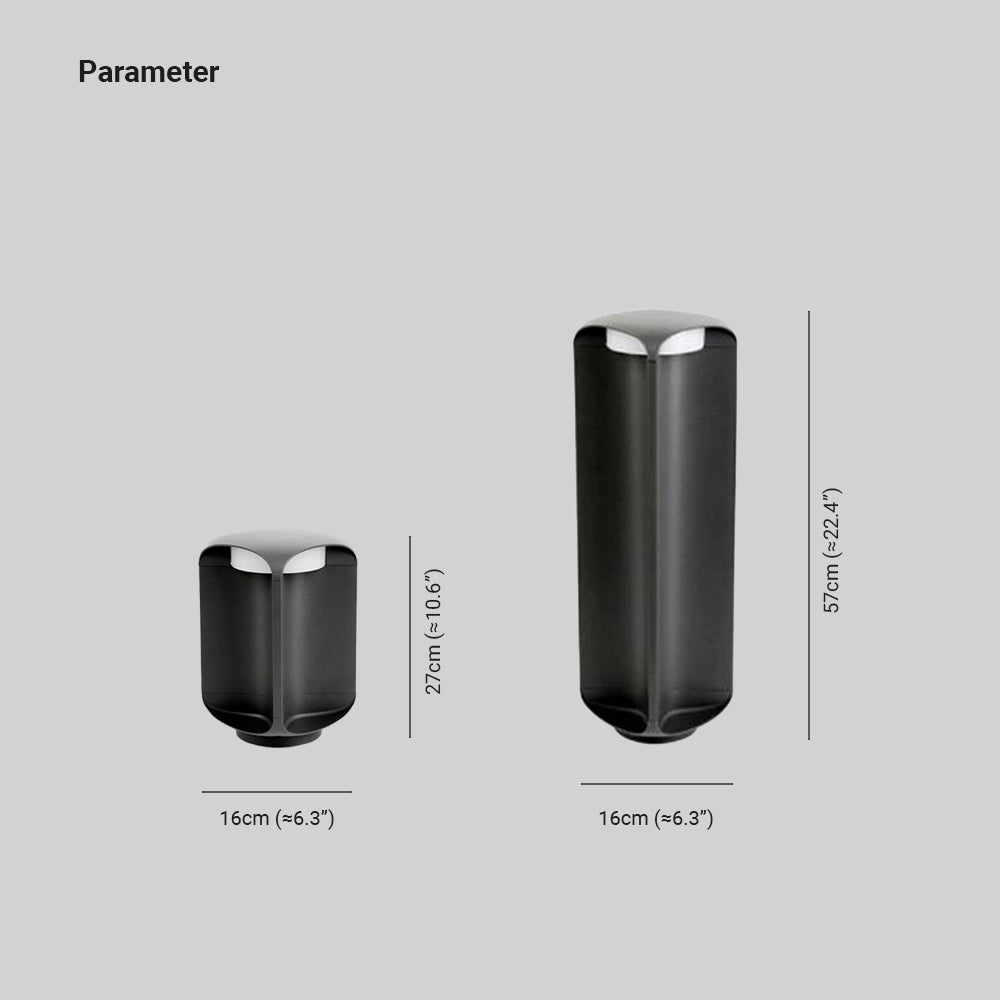 Pena Minimalist Cylinder Utomhus Golvlampa Akryl/Glas, Svart