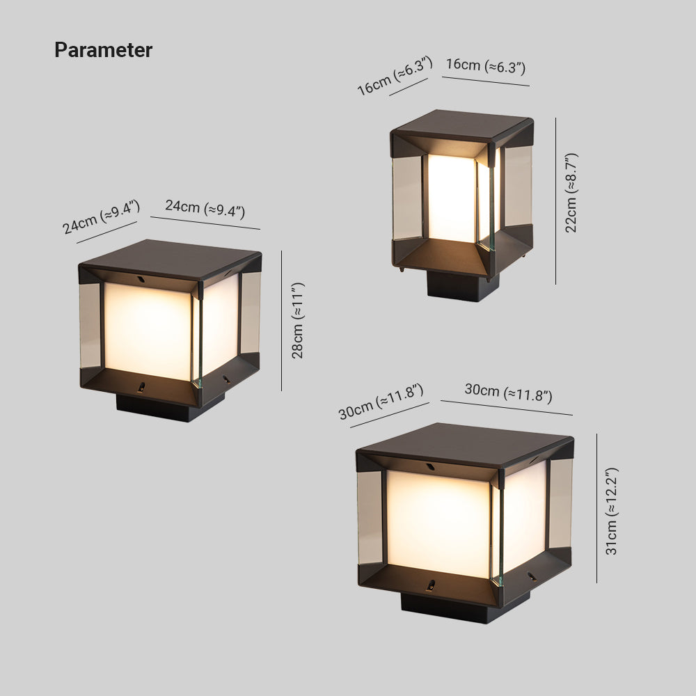 Riley Modern Rektangulär Kub Glas Metall LED Utomhusbelysning Trädgård