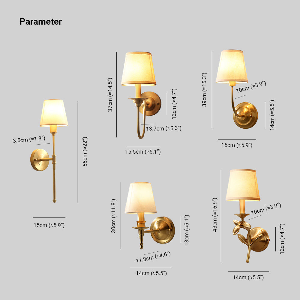 Eryn Retro Design LED Inomhus Koppar/Tyg Vägglampa, Guld