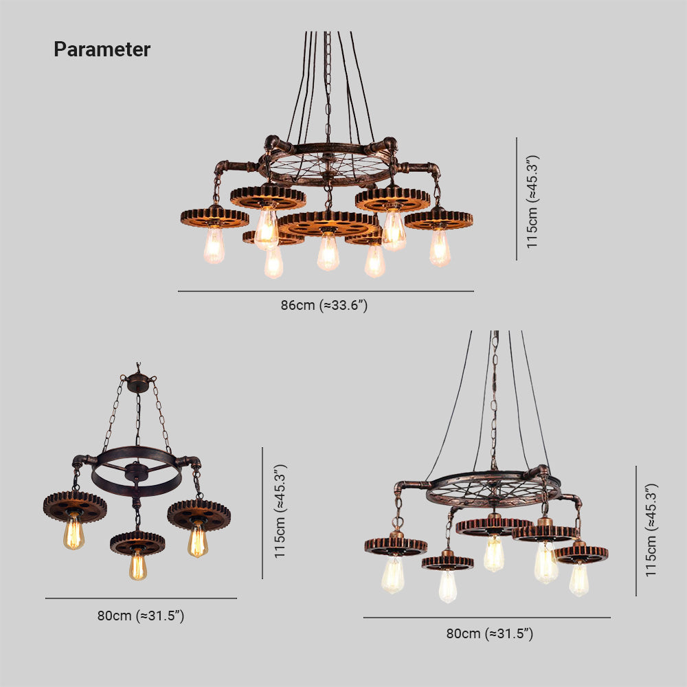 Alessio Industriell Design LED Pendellampa 3 Lampor Brun Metall Matbord Vardagsrum
