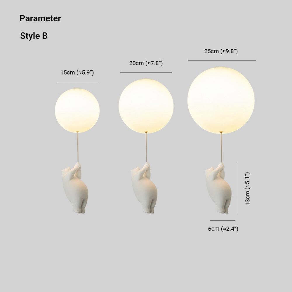 Fateh Design Ballong Björn LED-Armatur Vit Harts/Akryl Plafond