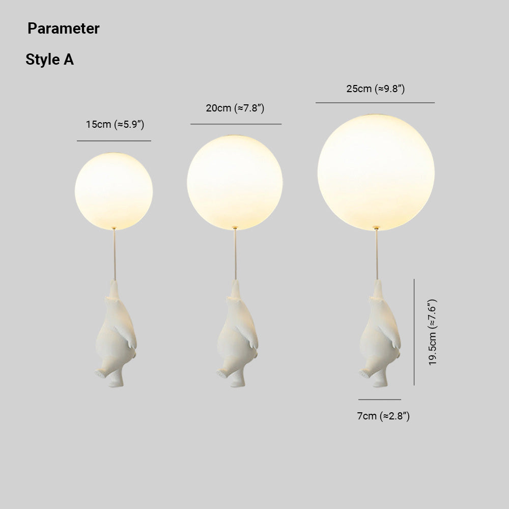 Fateh Design Ballong Björn LED-Armatur Vit Harts/Akryl Plafond