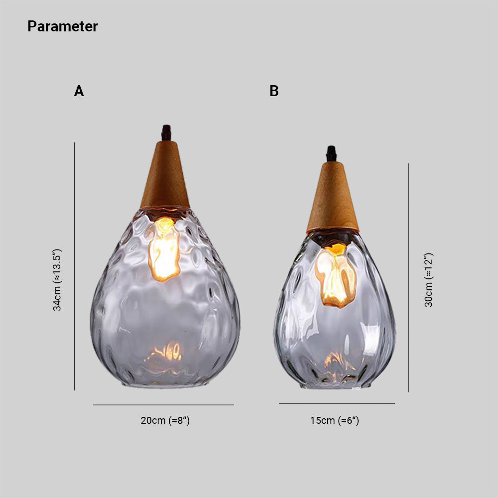 Avi Design Droppe  Glas Trä LED Pendellampa  Matbord Vardagsrum Köksö