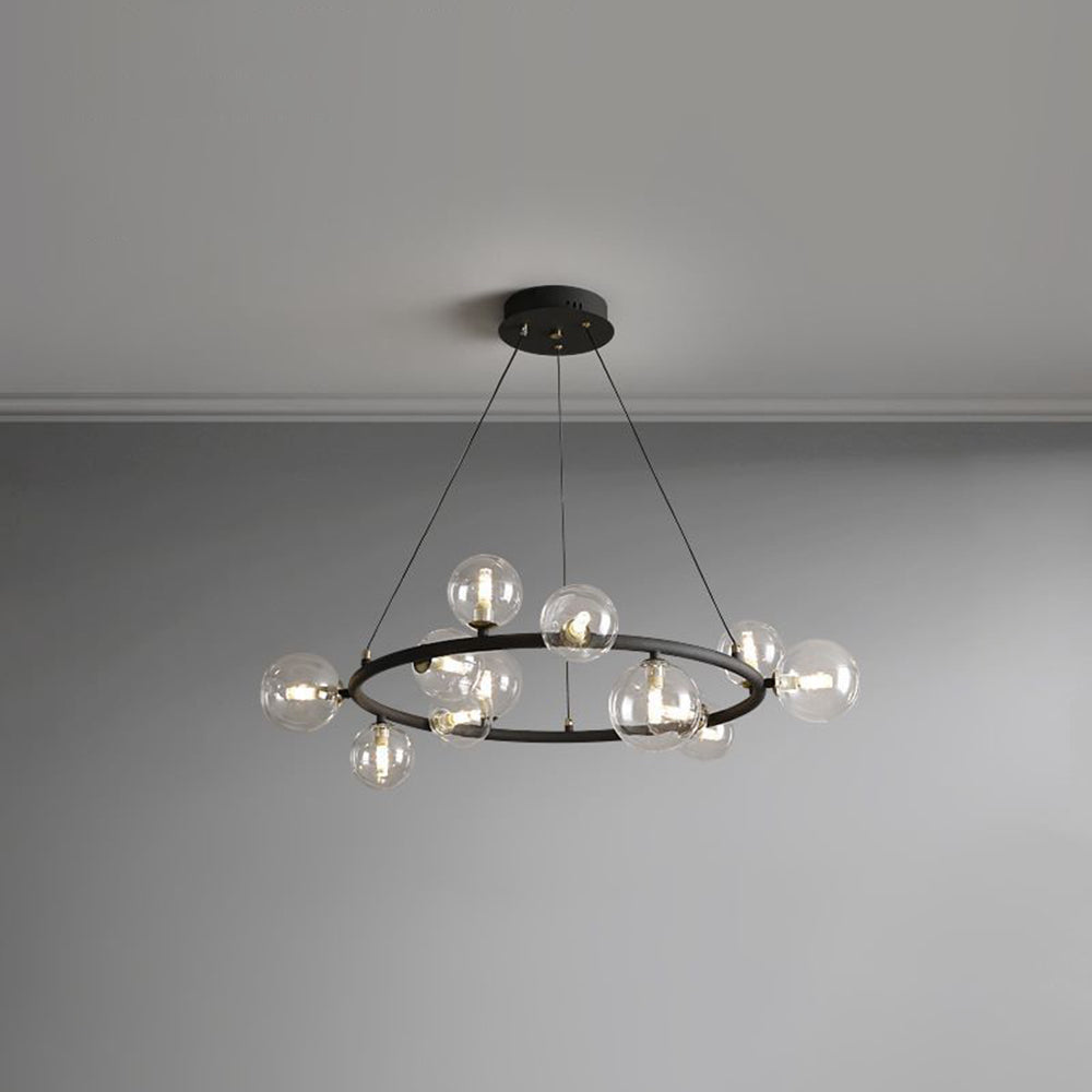 Valentina Modern Ljuskrona Glas Klot LED Svart Vardagsrum